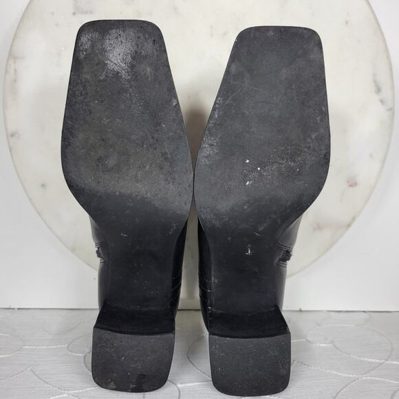 Naturalizer Stitch In Time Ankle Boots 7.5 Black Leather Chunky Heels Square Toe - Picture 13 of 14